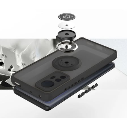 Xiaomi 12S Uyumlu Kılıf Yüzüklü Standlı Extra Darbe Koruma Sert Silikon Kapak - Kırmızı