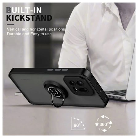 Xiaomi 13 Uyumlu Kılıf Yüzüklü Standlı Extra Darbe Koruma Sert Silikon Kapak - Kırmızı