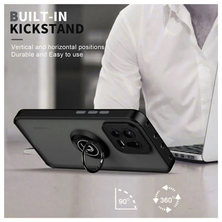 Xiaomi 13 Uyumlu Kılıf Yüzüklü Standlı Extra Darbe Koruma Sert Silikon Kapak - Yeşil