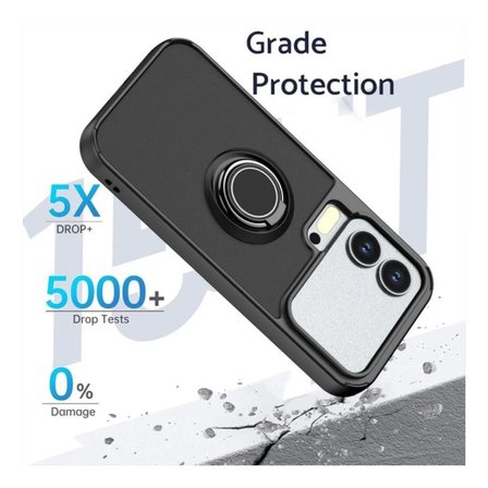 Xiaomi 17 Pro Uyumlu Kılıf Yüzüklü Standlı Extra Darbe Koruma Sert Silikon Kapak - Lacivert