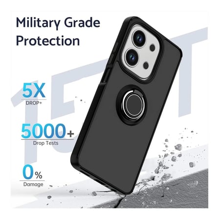 Oppo A6 Pro Uyumlu Kılıf Yüzüklü Standlı Extra Darbe Koruma Sert Silikon Kapak - Lacivert