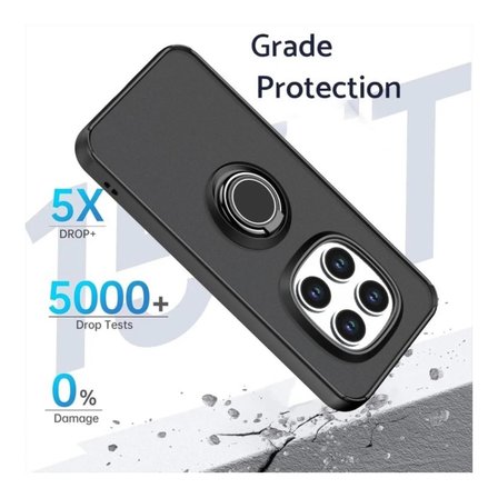 Poco M8 Pro 5G Uyumlu Kılıf Yüzüklü Standlı Extra Darbe Koruma Sert Silikon Kapak - Siyah