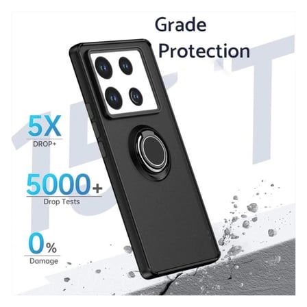 Tecno Pova 6 Uyumlu Kılıf Yüzüklü Standlı Extra Darbe Koruma Sert Silikon Kapak - Yeşil