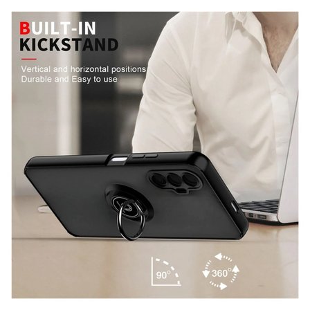 Tecno Pova Neo 2 Uyumlu Kılıf Yüzüklü Standlı Extra Darbe Koruma Sert Silikon Kapak - Yeşil