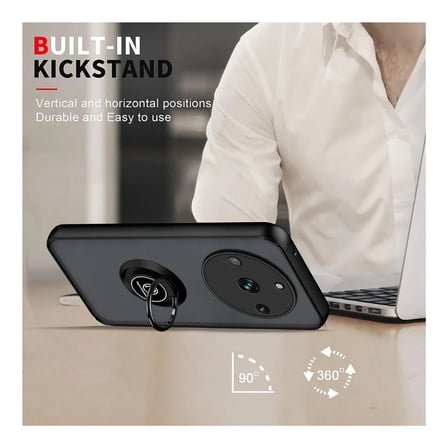 Realme 11 Pro Uyumlu Kılıf Yüzüklü Standlı Extra Darbe Koruma Sert Silikon Kapak - Lacivert