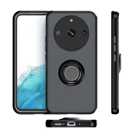Realme 11 Pro Plus Uyumlu Kılıf Yüzüklü Standlı Extra Darbe Koruma Sert Silikon Kapak - Kırmızı