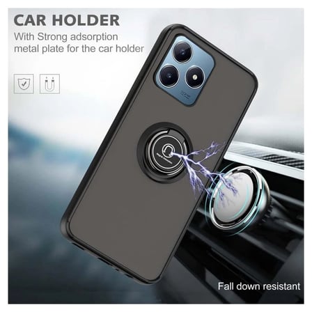 Realme C63 Uyumlu Kılıf Yüzüklü Standlı Extra Darbe Koruma Sert Silikon Kapak - Yeşil