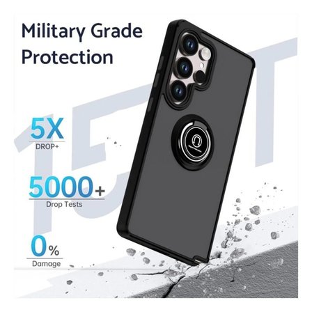 Samsung Galaxy S26 Ultra Uyumlu Kılıf Yüzüklü Standlı Extra Darbe Koruma Sert Silikon Kapak - Kırmızı