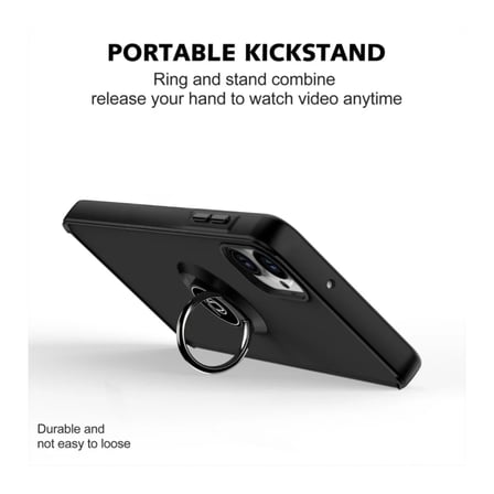 Tecno Spark Go 2 Uyumlu Kılıf Yüzüklü Standlı Extra Darbe Koruma Sert Silikon Kapak - Siyah