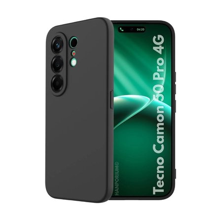 Tecno Camon 50 Pro 4G Uyumlu Silikon Kılıf - Pastel Renk Tonu Kamera Korumalı Esnek Kapak - Siyah