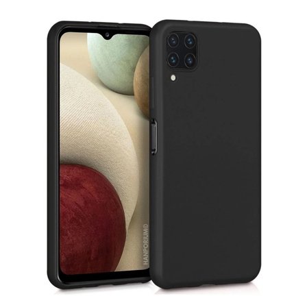 Samsung Galaxy A12 Uyumlu Silikon Kılıf - Pastel Renk Tonu Kamera Korumalı Esnek Kapak - Siyah