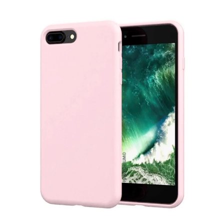 Apple iPhone 7 Plus Uyumlu Silikon Kılıf - Pastel Renk Tonu Kamera Korumalı Esnek Kapak - Pudra Pembe