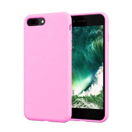 Apple iPhone 7 Plus Uyumlu Silikon Kılıf - Pastel Renk Tonu Kamera Korumalı Esnek Kapak - Pembe