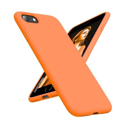 Apple iPhone 8 Uyumlu Silikon Kılıf - Pastel Renk Tonu Kamera Korumalı Esnek Kapak - Turuncu
