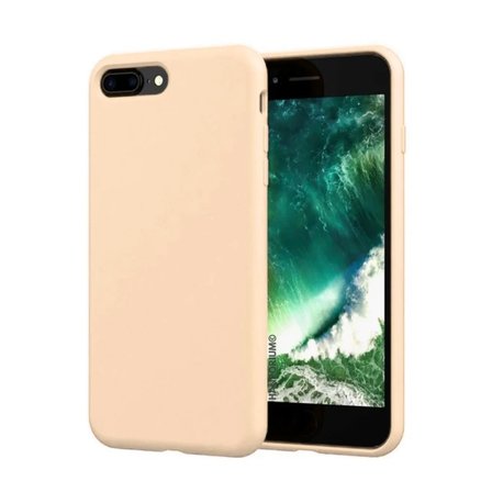 Apple iPhone 8 Plus Uyumlu Silikon Kılıf - Pastel Renk Tonu Kamera Korumalı Esnek Kapak - Bej