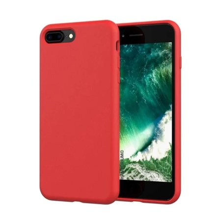 Apple iPhone 8 Plus Uyumlu Silikon Kılıf - Pastel Renk Tonu Kamera Korumalı Esnek Kapak - Kırmızı
