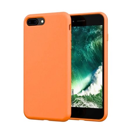 Apple iPhone 8 Plus Uyumlu Silikon Kılıf - Pastel Renk Tonu Kamera Korumalı Esnek Kapak - Turuncu