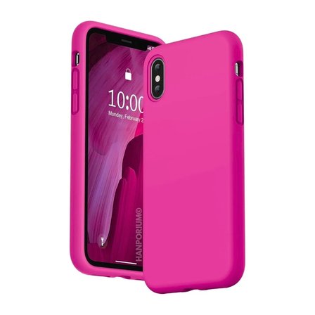 Apple iPhone X Uyumlu Silikon Kılıf - Pastel Renk Tonu Kamera Korumalı Esnek Kapak - Fuşya
