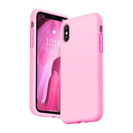 Apple iPhone X Uyumlu Silikon Kılıf - Pastel Renk Tonu Kamera Korumalı Esnek Kapak - Pembe