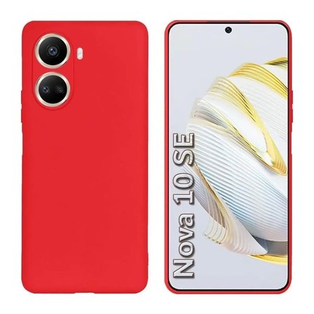 Huawei Nova 10 SE Uyumlu Silikon Kılıf - Pastel Renk Tonu Kamera Korumalı Esnek Kapak - Kırmızı