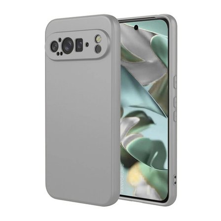 Google Pixel 9 Pro XL Uyumlu Silikon Kılıf - Pastel Renk Tonu Kamera Korumalı Esnek Kapak-Gri