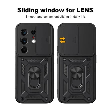 Tecno Camon 50 Pro 5G Uyumlu Tank Kılıf - Yüzüklü Standlı Extra Darbe Koruma Zırhlı Outdoor Kapak - Siyah