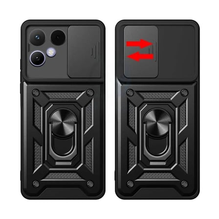 Tecno Pova Curve 2 5G Uyumlu Tank Kılıf - Yüzüklü Standlı Extra Darbe Koruma Zırhlı Outdoor Kapak - Lacivert
