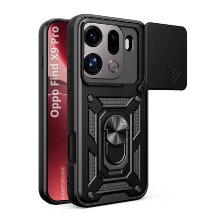 Oppo Find X9 Pro Uyumlu Tank Kılıf - Yüzüklü Standlı Extra Darbe Koruma Zırhlı Outdoor Kapak - Siyah