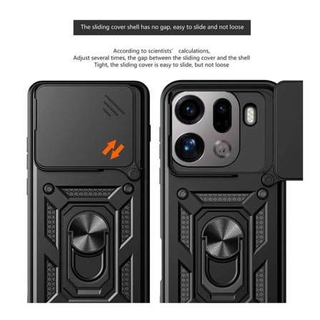 Oppo Find X9 Pro Uyumlu Tank Kılıf - Yüzüklü Standlı Extra Darbe Koruma Zırhlı Outdoor Kapak - Siyah