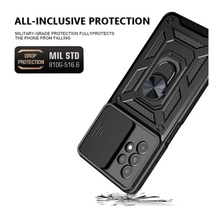 Samsung Galaxy A53 Uyumlu Tank Kılıf Yüzük Standlı Extra Darbe Koruma Zırhlı Outdoor Kapak Gri