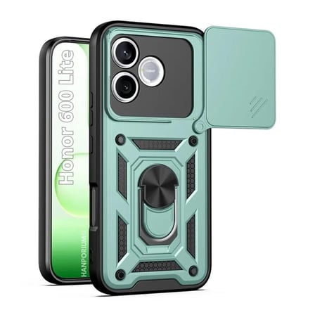 Honor 600 Lite Uyumlu Tank Kılıf - Yüzüklü Standlı Extra Darbe Koruma Zırhlı Outdoor Kapak - Yeşil