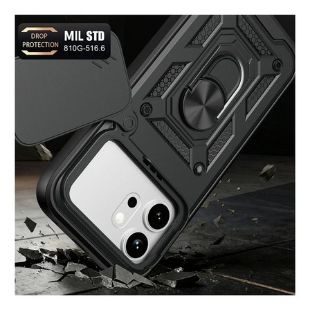 Honor 600 5G Uyumlu Tank Kılıf Yüzük Standlı Extra Darbe Koruma Zırhlı Outdoor Kapak Lacivert