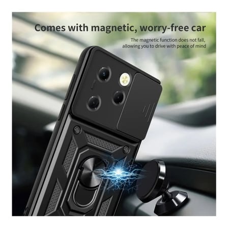 Infinix Hot 40 Pro Uyumlu Tank Kılıf - Yüzüklü Standlı Extra Darbe Koruma Zırhlı Outdoor Kapak - Kırmızı