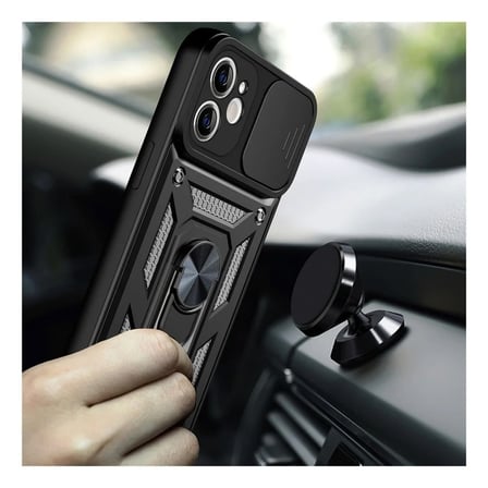 iPhone 11 Uyumlu Tank Kılıf - Yüzüklü Standlı Extra Darbe Koruma Zırhlı Outdoor Kapak - Yeşil