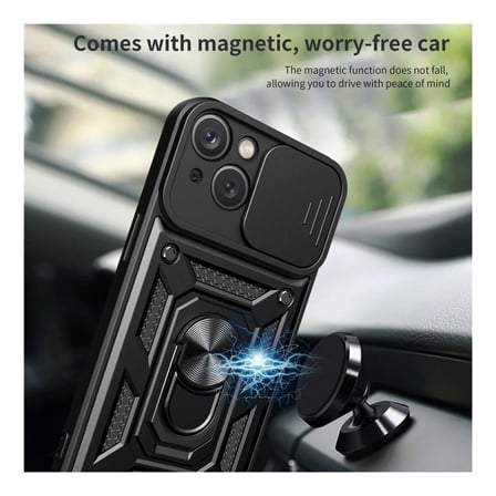 iPhone 13 Mini Uyumlu Tank Kılıf Yüzük Standlı Tam Darbe Koruma Zırhlı Outdoor Kapak Lacivert