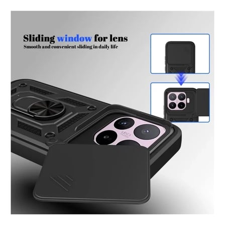 Xiaomi 17T Uyumlu Tank Kılıf - Yüzüklü Standlı Extra Darbe Koruma Zırhlı Outdoor Kapak - Lacivert
