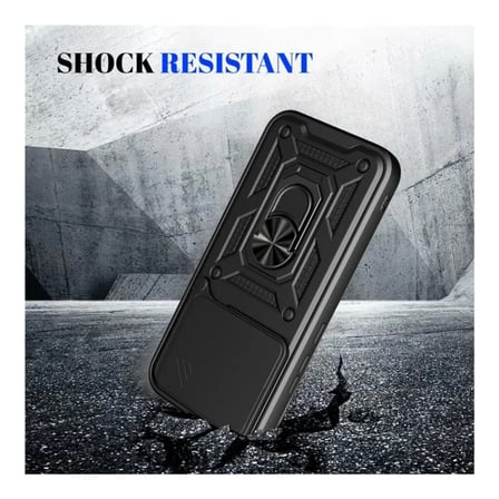 Xiaomi 17T Pro Uyumlu Tank Kılıf - Yüzüklü Standlı Extra Darbe Koruma Zırhlı Outdoor Kapak - Siyah