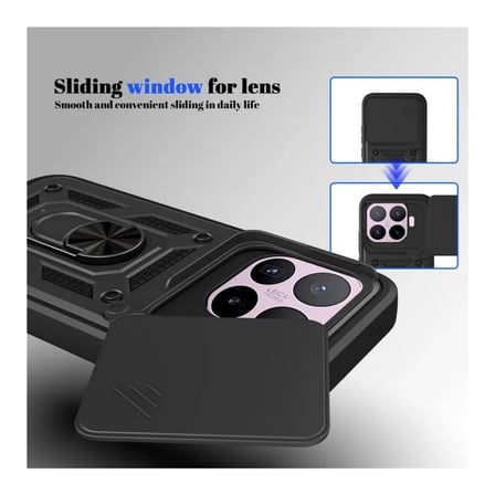 Xiaomi 17T Pro Uyumlu Tank Kılıf - Yüzüklü Standlı Extra Darbe Koruma Zırhlı Outdoor Kapak - Siyah