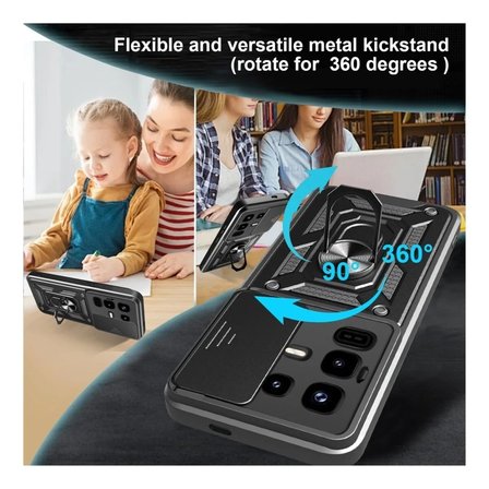 Infinix Note 50 Pro Plus Uyumlu Tank Kılıf Yüzüklü Extra Koruma Zırhlı Outdoor Kapak Lacivert