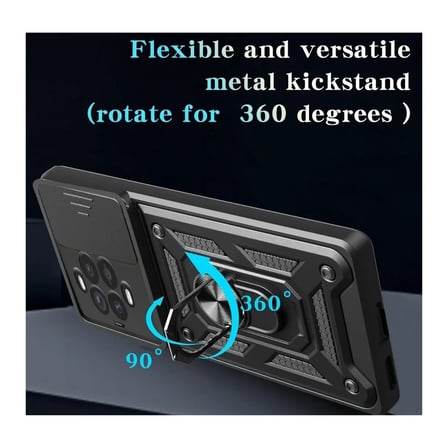 Huawei Nova 14 Pro Uyumlu Tank Kılıf Yüzüklü Standlı Extra Koruma Zırhlı Outdoor Kapak Siyah
