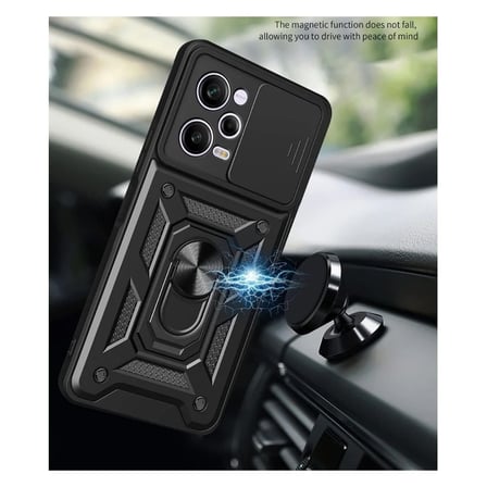 Poco X5 Pro Uyumlu Tank Kılıf Yüzüklü Standlı Extra Darbe Koruma Zırhlı Outdoor Kapak Lacivert