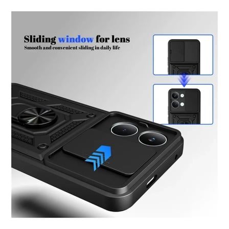 Poco X8 Pro Max Uyumlu Tank Kılıf - Yüzüklü Standlı Extra Darbe Koruma Zırhlı Outdoor Kapak - Kırmızı