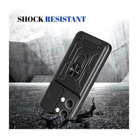 Poco X8 Pro Max Uyumlu Tank Kılıf - Yüzüklü Standlı Extra Darbe Koruma Zırhlı Outdoor Kapak - Siyah