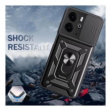 Realme 14 Uyumlu Tank Kılıf - Yüzüklü Standlı Extra Darbe Koruma Zırhlı Outdoor Kapak Lacivert