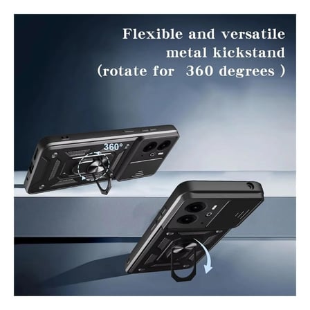 Realme 14 Uyumlu Tank Kılıf - Yüzüklü Standlı Extra Darbe Koruma Zırhlı Outdoor Kapak Lacivert