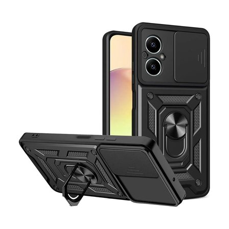 Realme C67 Uyumlu Tank Kılıf - Yüzüklü Standlı Extra Darbe Koruma Zırhlı Outdoor Kapak - Siyah