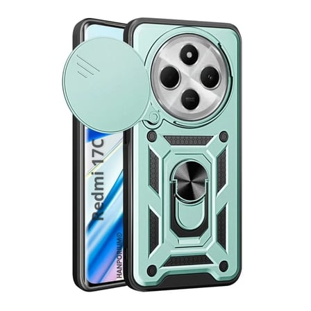 Redmi 17C Uyumlu Tank Kılıf - Yüzüklü Standlı Extra Darbe Koruma Zırhlı Outdoor Kapak - Yeşil