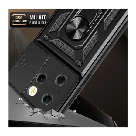 Tecno Spark 20 Pro Uyumlu Tank Kılıf - Yüzüklü Standlı Extra Darbe Koruma Zırhlı Outdoor Kapak - Kırmızı