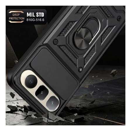 Tecno Spark 50 5G Uyumlu Tank Kılıf - Yüzüklü Standlı Extra Darbe Koruma Zırhlı Outdoor Kapak - Lacivert