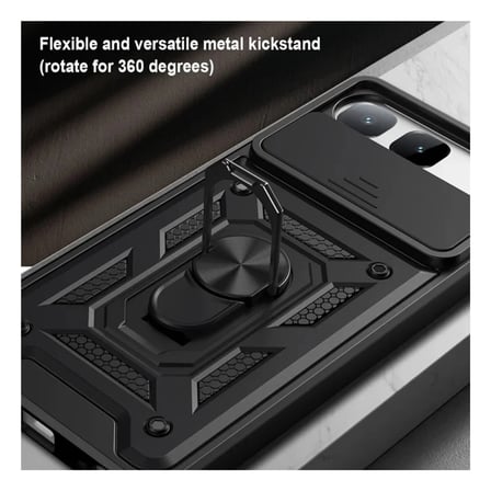 Tecno Spark 50 5G Uyumlu Tank Kılıf - Yüzüklü Standlı Extra Darbe Koruma Zırhlı Outdoor Kapak - Lacivert